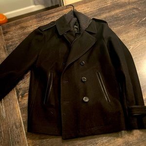 Express zip up button up pea coat